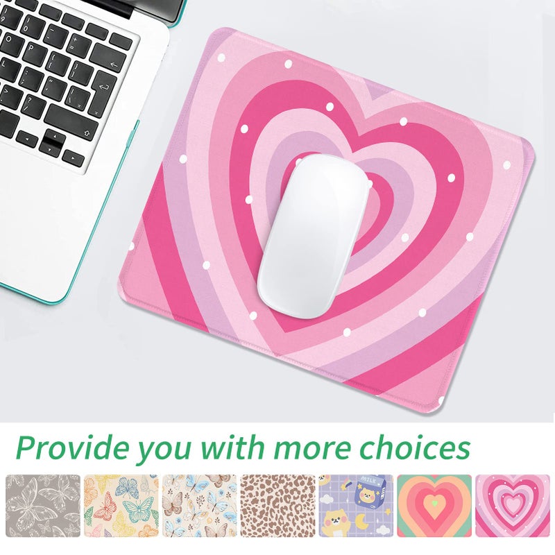 Seorsok Pink Heart Mouse Pad Mouse Mat Square Waterproof Mouse Pad Non-Slip Rubber Base Mouse Pads for Office Laptop 9.5""x7.8""x0.12"" Inch - Image 2